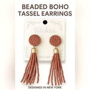 Fabulous Brand Brown Beaded Boho Tassel Earrings